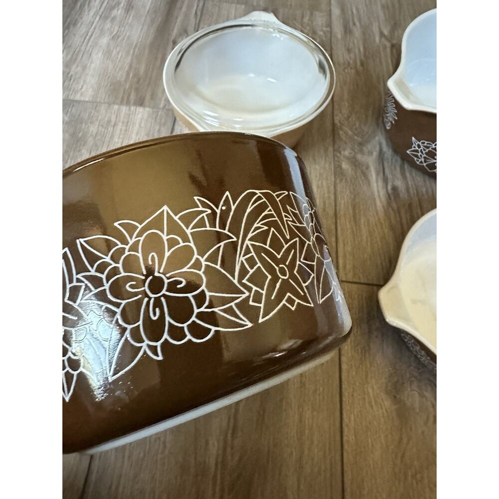 Vintage Pyrex Woodland Set Casserole Dishes 471-B, 472-B, 473-B 474-B - Picture 16 of 16